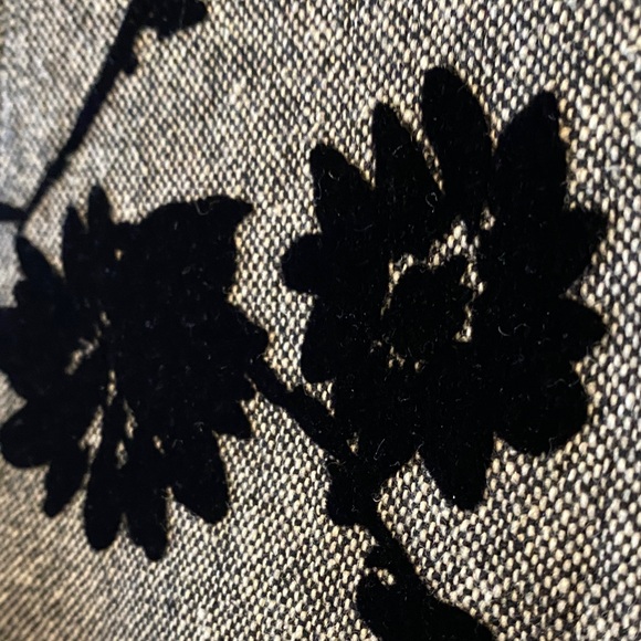 Wool silk blend midi dress with floral velvet burnout black gray sleeveless - Picture 14 of 15